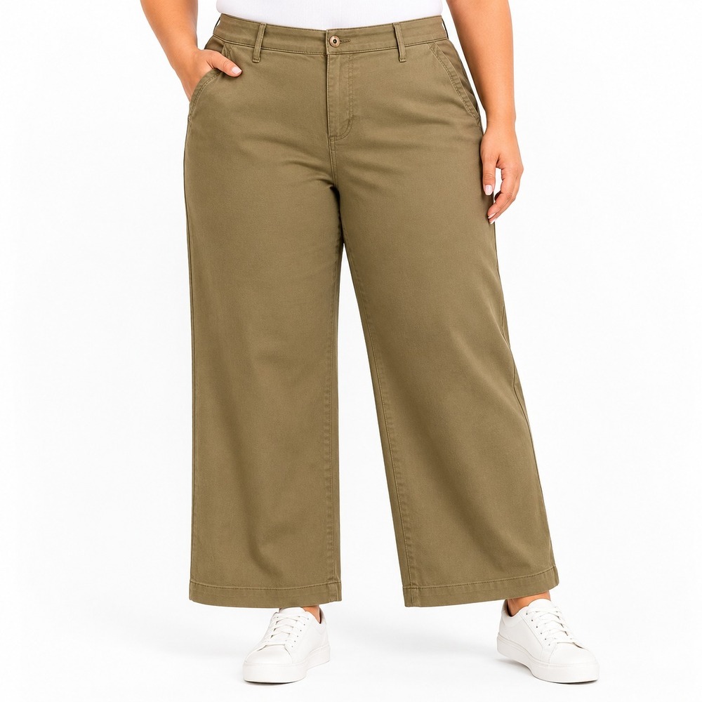 Nine West Wide Leg Pants‎ Womens 24W Kalamata Olive Green Stretch Mid Rise NWT